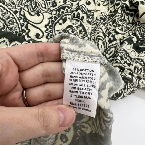 Umgee Large Off Shoulder Dress Blue Printed Floral Cotton Blend Short - Picture 3 of 4